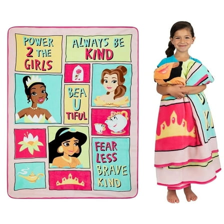 Princess Bedding Super Soft Plush Micro Raschel Twin/Full Size (62" x 90") Blanket for Kids