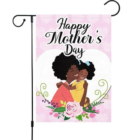 VOCHIC Happy Mother s Day Garden Flag for Mom 12x18 Small Vertical Mother Daughter Hugging Garden Yard Flags for Spring Outside House Mothers Day Decoration (ONLY FLAG)