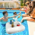 thumbnail image 4 of Inflatable PVC Floating Drink Holder Tray for Pool | 4-Cup Capacity | Leakproof White Water Beverage Holder | Portable | Durable | 18.1x18.1x3.9 in | 1 Pack, 4 of 6