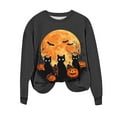 thumbnail image 2 of Jsaierl Halloween Sweatshirts Women Plus Size Pumpkin Ghost Graphic Sweatshirt Stretch Round Neck T-shirt Long Sleeve Holiday Pullover Tops Halloween Gifts, 2 of 6