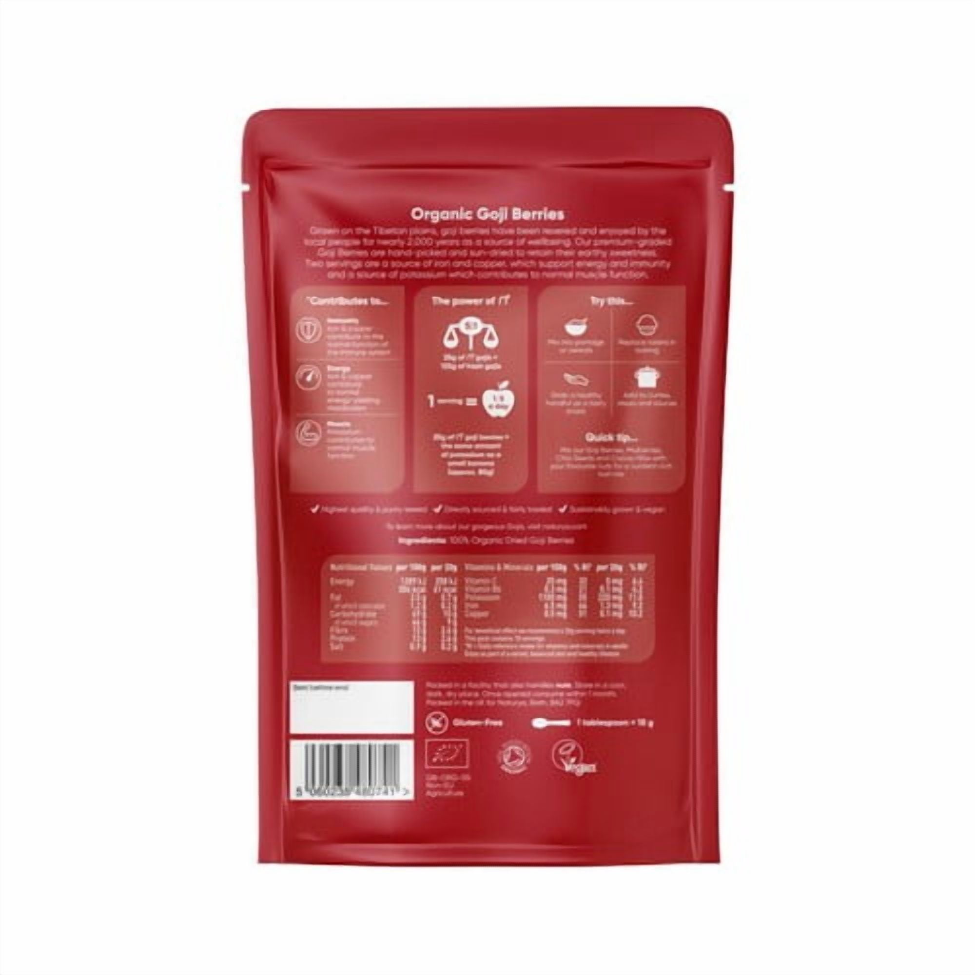 Naturya Organic Sundried Goji Berries 200g, British Import (Pack of 2)