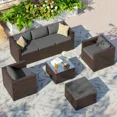 thumbnail image 5 of UDPATIO 7-Piece Patio Furniture Set,Outdoor Patio Furniture Set All-Weather Rattan Wicker Patio Conversation Set with Ottoman, Single Chair, Cushions & Glass Table for Garden & Backyard, Gray, 5 of 8