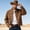 Brown, variant on WIZUTIZ Men's Western Jacket Solid Color Zip Up Long Sleeve Comfort Fit Polyester Casual Coat with Pockets for Daily Party Outdoor All-Season Wear Mens Fashion