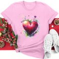 thumbnail image 2 of YABCSAZ Valentine's Day T-Shirts for Women Short Sleeve Crew Neck Pullover Solid Color Love Heart Graphic Letter Print Sweathirts Casual Loose Oversized Tee Tops,Gift for Women, 2 of 5