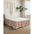 thumbnail image 2 of Vintage Ethnic Wrap Around Bed Skirts for California King Bed 18" Drop,Bed Skirt with Adjustable Elastic Belt Dust Ruffle Bed Valance Boho Tribes Modern Orange Middle Century Bed Frame Cover, 2 of 7