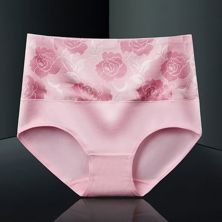 Hamky Womens Underwear Cotton Underwear High Waist Leak Proof Leak Proof Underwear For Women Briefs Plus Size Hipster Panties High Waisted Underwear RD2 XL