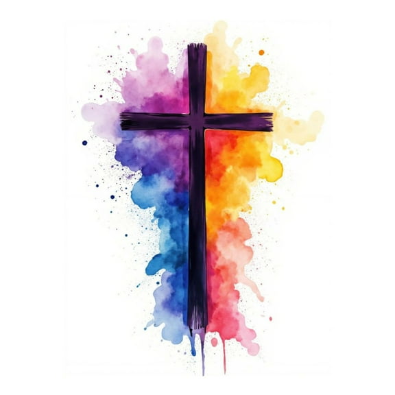 Diamond Art Kit for Adults, Colorful Cross Watercolor Art Diamond Painting for Adults Beginners, DIY Diamond Art Painting Kits, 5D Diamond Painting Crafts for Home Decor 12x16 Frameless