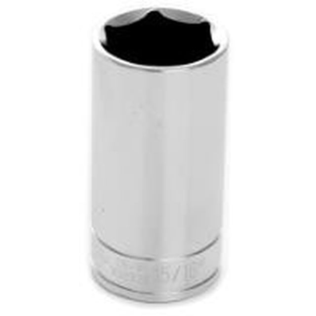 Performance Tool Socket W38330 3/8 Inch Drive; 15/16 Inch; Standard; Deep Socket; 6 Point; Polished Nickel Chrome Plated; Vanadium Alloy Steel; Single