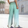 thumbnail image 7 of Women's Side Slit Ombre Wide Leg Pants, Flowing Casual Trousers with Gradient Color and Split Hem, Loose Comfortable Pocket Design for Beach Wear and Four-Season Daily Use Mint Green XXL, 7 of 7