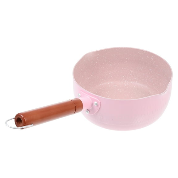 ROSENICE 1Pack Pink Japanese Cooking Pot With Wood Handle For Restaurant Use And Milk Warming