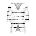 thumbnail image 6 of successthop Swim Cover Ups for Women Casual Open Front Knitwear Vacation 3/4 Sleeve Cardigan Stripe Beach Clothes White, 6 of 7