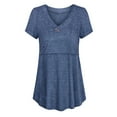 thumbnail image 4 of Gelikeya Womens Nursing Shirts for Breastfeeding with Hidden Zipper V Neck Short Sleeve Loose Fit Maternity Tops Blue, Size S, 4 of 7