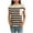 Khaki, variant on HAiming Women's Striped Knit Cotton Blouse Short Sleeve Crew Neck Sweater Tops Casual Loose T Shirts
