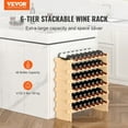 thumbnail image 2 of VEVOR 48 Bottle Stackable Modular Wine Rack Bamboo Wood Display Shelf 6-Tier, 2 of 5