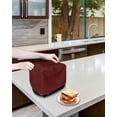 thumbnail image 4 of Vintage Dark Red Toaster Cover 4 Slice, Farmhouse Retro Solid Color Linen Texture Dustproof Bread Machine Oven Cover with Storage Pockets, Fits Most Kitchen Toasters Protector, 4 of 5