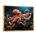 thumbnail image 2 of Designart "Coral Octopus peaceful Submersion II" Animals Floater Framed Wall Decor, 2 of 7