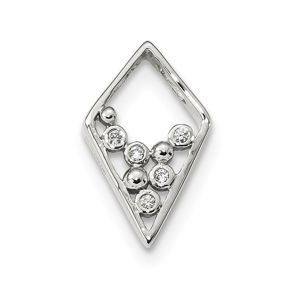 Jewel Tie Sterling Silver CZ Cubic Zirconia Cross Necklace Chain 12mm
