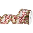 thumbnail image 2 of HOMEFORD Merry Christmas Plaid Edge Satin Wired Ribbon, 2-1/2-inch, 10-yard, Ivory, 2 of 3