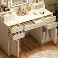 thumbnail image 5 of MONTARY Makeup Vanity Desk with Mirror and Lights, Dressing Table , White Vanity Table Set with 6 Drawers & Shelves & 4 Cabinets, 3 LED Lighting Modes Brightness Adjustable, 5 of 6