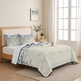 thumbnail image 5 of King Quilt Set 96''x106'', Blue Flower Lightweight Bedspread Coverlet Set with 2 Pillow Shams, Farmhouse Eucalyptus Retro Country Plant Breathable All Season Quilt Bedding for Bedroom/Guest Room, 5 of 9