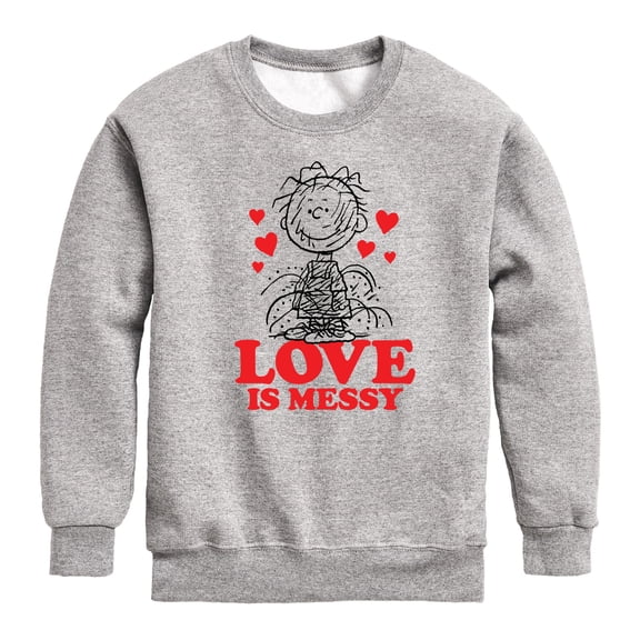 Peanuts - Pigpen Love Is Messy Graphic Long Sleeve Fleece Sweatshirt