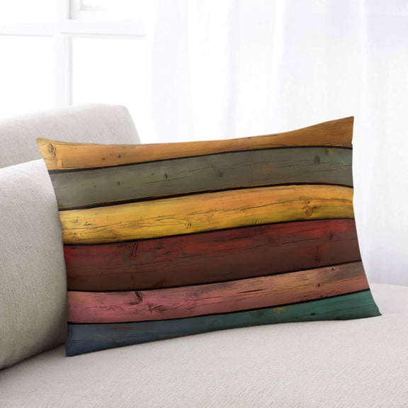 Colorful Vintage Queen Size Pillow Cover, Pillowcase Protectors with Zipper, Breathable Decorative Throw Pillow Case Cover, Vintage Wooden Farmhouse Pillow Shams for Couch Sofa 20x30Inch