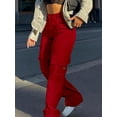 thumbnail image 3 of Women's Solid Color Straight Loose Casual Pocket Cargo Pants, 3 of 4
