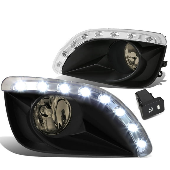 DNA Motoring Smoke LED DRL Bumper Fog Light w/ Wiring Harness Switch Bezel For 2010-2011 Toyota Camry