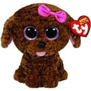 TY Beanie Boos - Maddie The Brown Dog (Glitter Eyes Regular Size  6" Plush) Bonus Random TY Eraser
