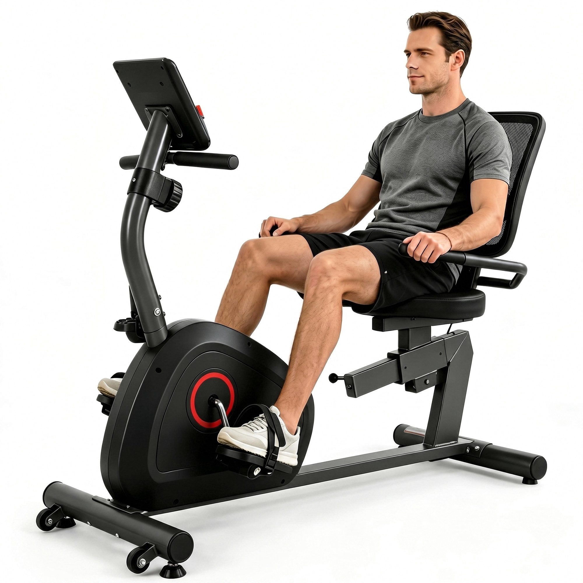 Maxkare Recumbent Exercise Bike for Home Stationary Bike Sturdy Quiet 8 Levels Recumbent Bikes Large Comfortable Seat Heart Rate Handle & iPad Holder for Gym Seniors Adults
