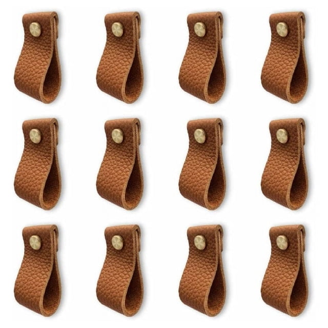 Plus Sûr Que les Boutons en Acier, Poignée Confortable Poignées de Commode en Cuir, Installation Facile, Cuir de Vache Pleine Fleur Durable, Anti-Statique, Résistant à l'Usure, pour Mise à Niveau de Meubles