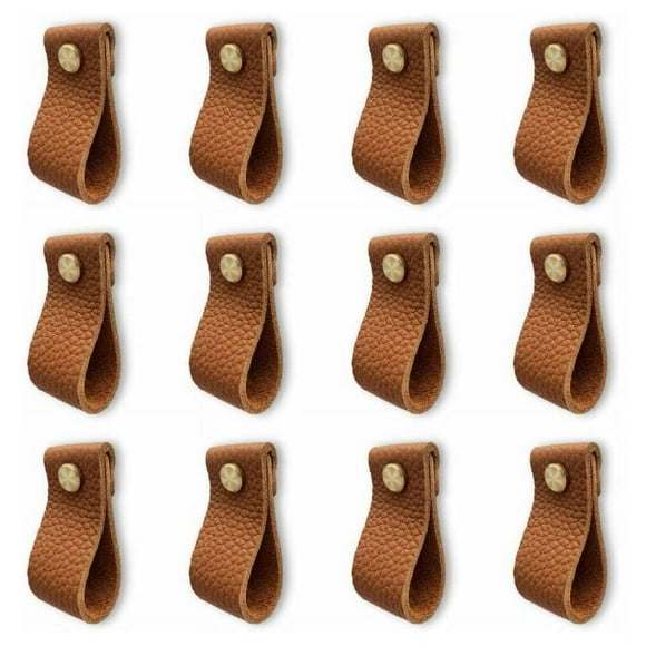 Air Permeable Drawer Pulls, 12 Pieces Set Of Anti-Static, Wear-Resistant, And Durable Leather Handles, Perfect For Updating Your Home Decor (Brown)