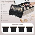 thumbnail image 2 of Leather Makeup Case with LED Lighted Mirror 11.4 Inch Travel Makeup Bag Adjustable Brightness in 3 Colors Cosmetic Organizer Artist Storage Bag with Dividers Brush Holder Bag Vanity Pale Gold, 2 of 15