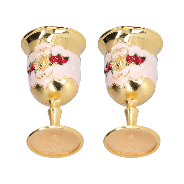Rustik Craft Golden Color Brass Goblets Flute Wine Glasses With