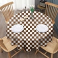 thumbnail image 3 of Brown and White Checkerboard Pattern Round Tablecloth 60"x60",Wrinkle Wipeable Table Cloth for Kitchen Dining Room Picnic Patio Party, 3 of 6