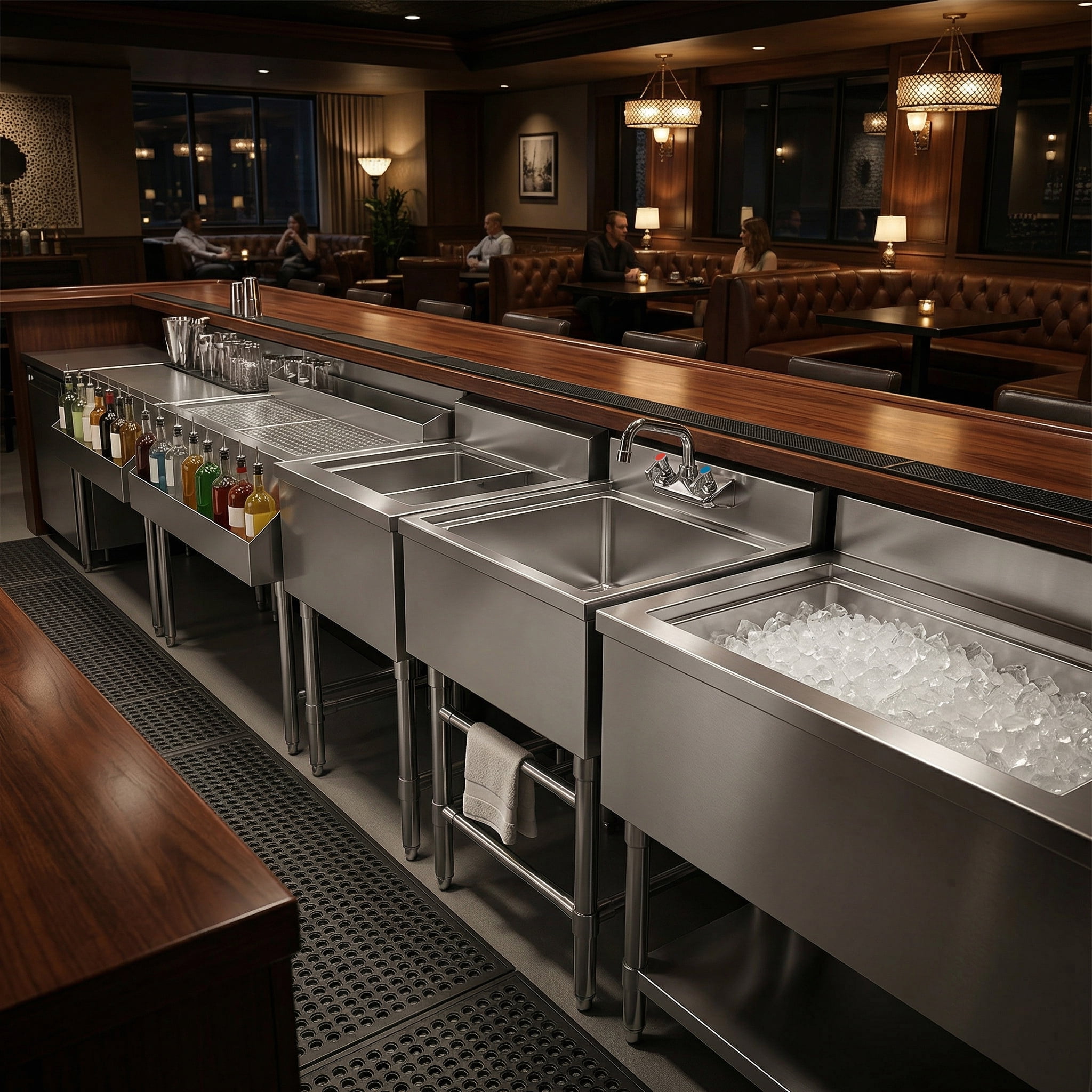 AmGood Commercial Underbar Hand Sink 18.5 in. x 18 in. x 30 in. Stainless Steel with Backsplash Faucet Included NSF, Single Bowl Bar Prep Sink