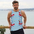thumbnail image 6 of Fotbe Red Funny Crab on Blue Stripe Pattern Men's Quick Dry Workout Tank Top Gym Muscle Tee Fitness Bodybuilding Sleeveless T Shirt Breathable Workout Shirt-, 6 of 9
