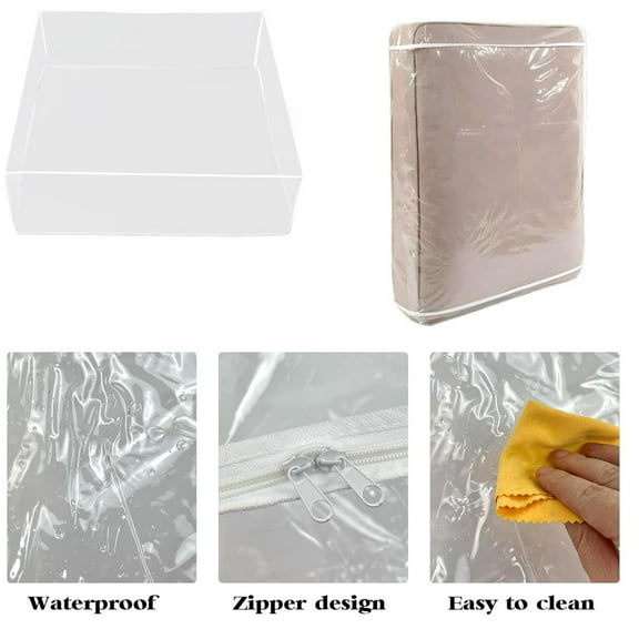 Tutuviw Clear Waterproof Sofa Couch Covers,Plastic Sofa Seat Slipcover,Waterproof Couch Covers,Furniture Sofa Seat Slipcover for Against Pets Clawing Scratching (28×28×9", White Edge)
