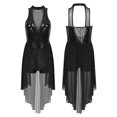 thumbnail image 3 of Mono ajustado con lentejuelas brillantes para mujer, vestido tutú con cuello simulado, falda de malla, leotardo, Ropa de baile, gimnasia, Ballet, traje de baile lírico, 3 of 5