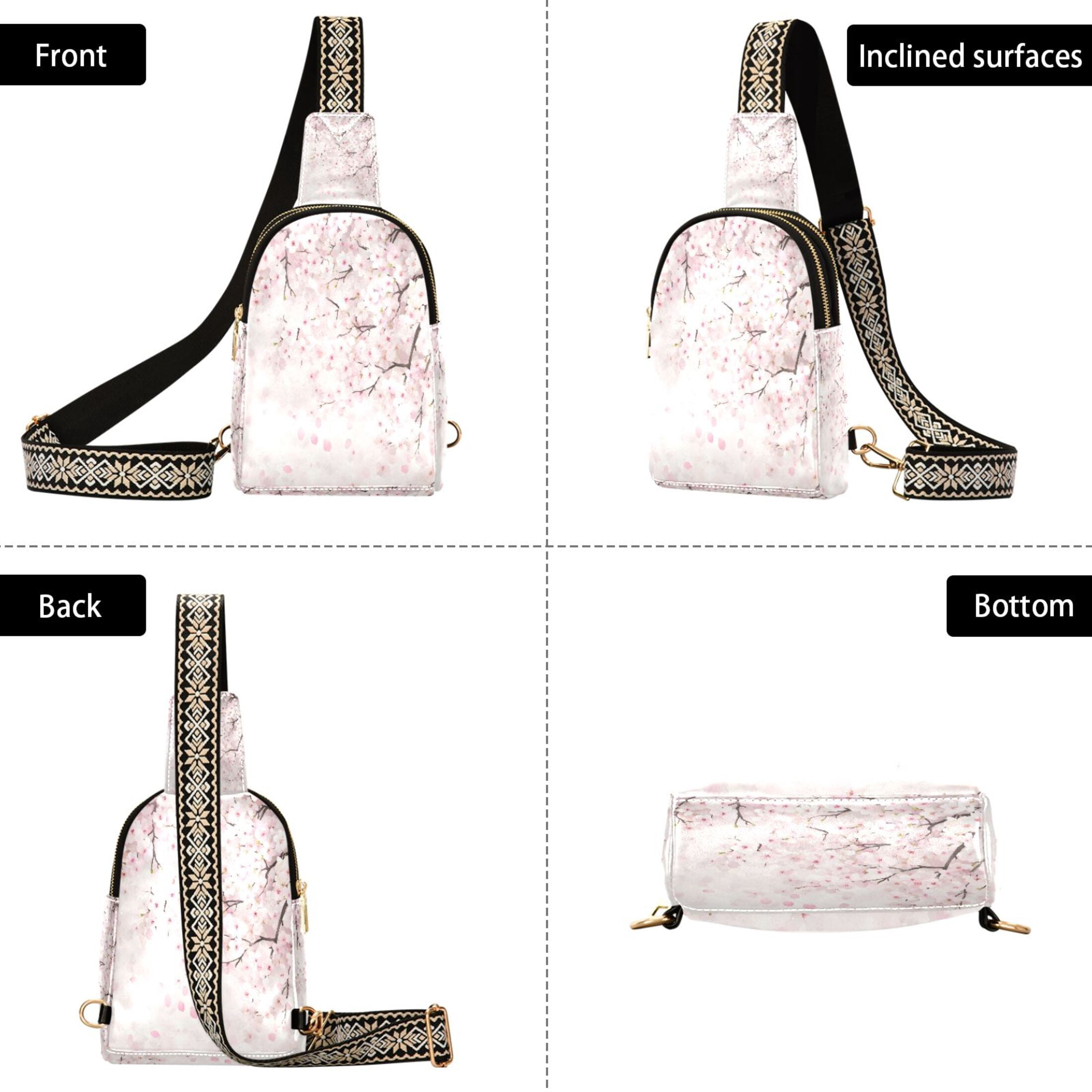 ALAZA Cherry Blossom Sling Bag for Women Men Waterproof Crossbody Chest Bags