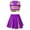 Purple, variant on TiaoBug Kids Girls Cheer Leader Uniform Sleeveless V Neckline Crop Top+Skirt Halloween Outfit Blue 8