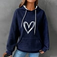 thumbnail image 2 of Hooded Sweatshirt for Womens Plus Size Trendy Fall Winter Casual Loose Long Sleeve Round Neck Drawstring Solid Color Tops Blouses,Blue,S, 2 of 3