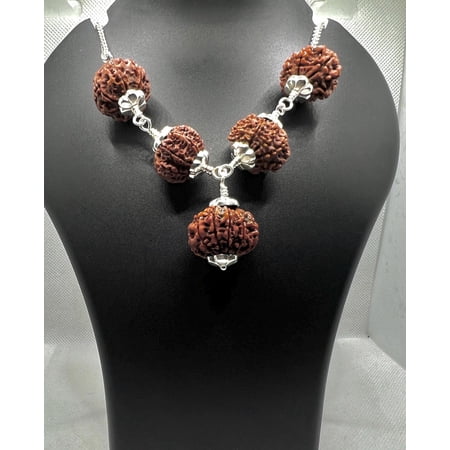 Navratan Gems Multi-Mukhi Rudraksha Pendant with 18" Sterling Silver 925 Chain | 7, 8, 9, 11 Mukhi Nepali Rudraksha