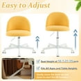 thumbnail image 3 of Ktaxon Armless Home Office Desk Chair Cute Mid Back Vanity Stool Teddy Velvet Swivel Task Chairs with Wheels Yolk Yellow, 3 of 9