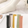 thumbnail image 4 of Calcetines hasta la rodilla de compresión fina de primavera para mujer, medias largas de tubo hasta la pantorrilla de estilo universitario de otoño acanaladas lisas de Color sólido, 4 of 5