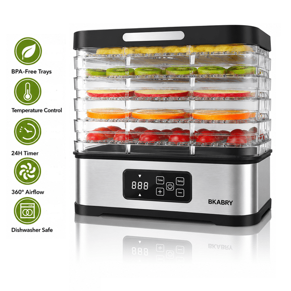 BKABRY Food Dehydrator, Compact 5-Tray Dehydrators for Food and Jerky, Fruits, Veggies, Adjustable Temperature, 72H Timer