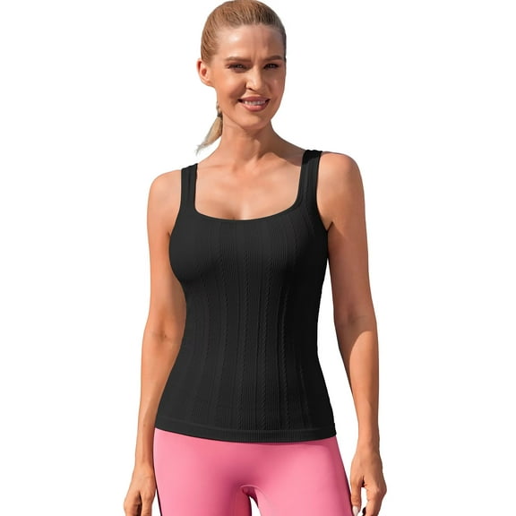Asoul Workout Tank Tops for Women,Built in Bras Padded,Sleeveless Athletic Yoga Shirts