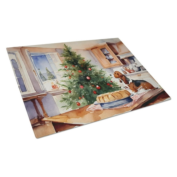 Carolines Treasures DAC3725LCB 15 x 12 in. Unisex Basset Hound Christmas Cookies Glass Cutting Board