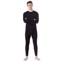 Rocky Men’s Thermal Underwear Set Insulated Top & Bottom Base Layer For Cold Weather, Black Large