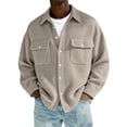 thumbnail image 2 of Top Abrigo Hombres Color Sólido Manga Larga Botón Cuello Moda Casual Verano Al Aire Libre Diario, 2 of 7